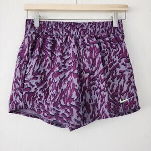 New Nike One Purple animal print lined training running shorts‎ girls size L